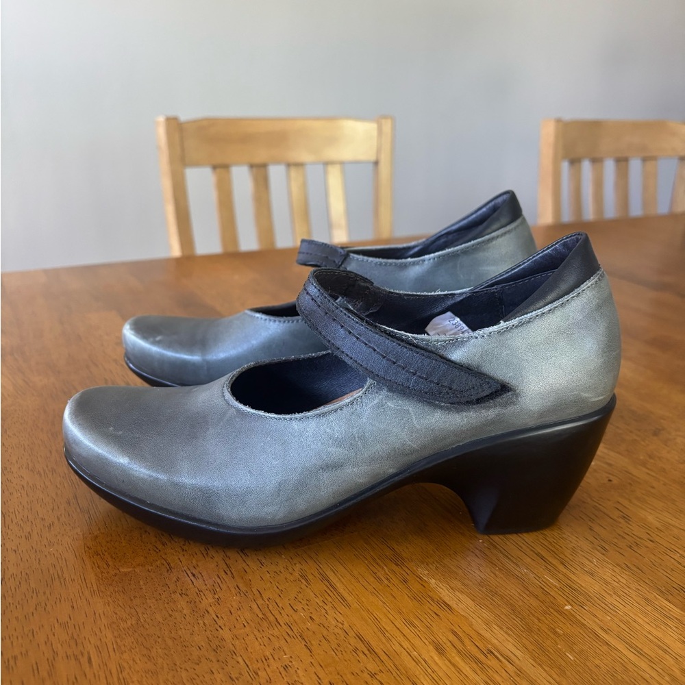 NAOT Black and Gray Clogs with Classic Design